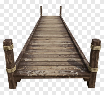 Wooden Dock With Rope Railings PNG