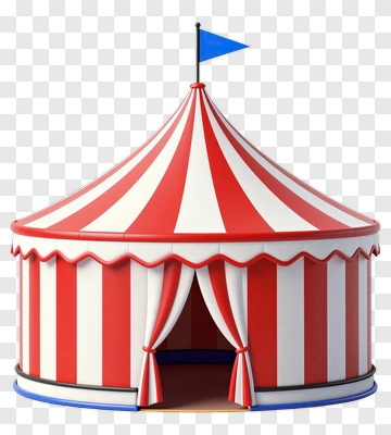 Circus Tent With Red And White Stripes PNG