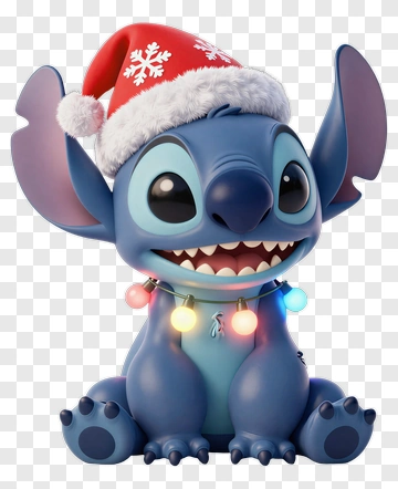 Cartoon Stitch Wearing A Christmas Hat PNG
