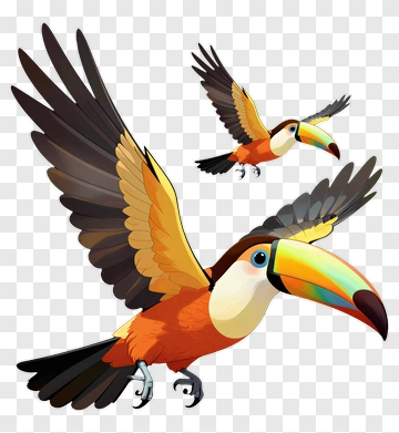 Cartoon Toucan Flying PNG