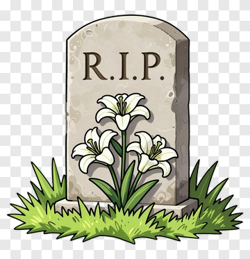 Cartoon Tombstone With Lilies PNG
