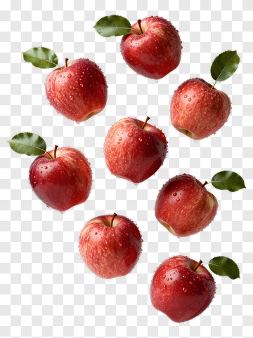 Fresh Red Apples With Leaves PNG