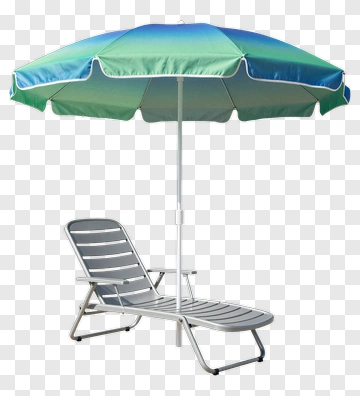 Beach Umbrella And Lounge Chair PNG