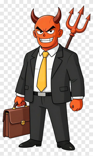 Cartoon Devil In A Suit Holding A Briefcase PNG