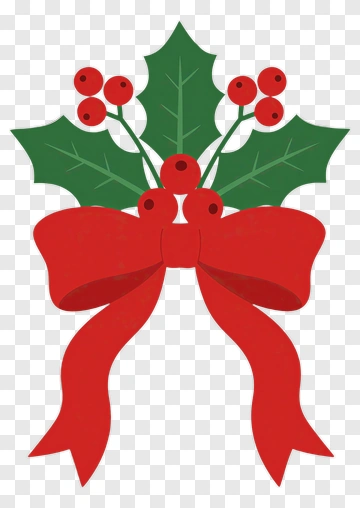Holly With Red Bow PNG