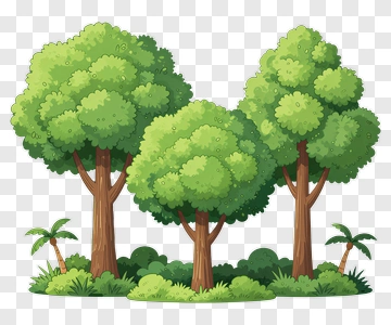 Cartoon Trees In A Forest PNG