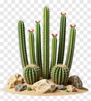 Cactus Group With Rocks PNG
