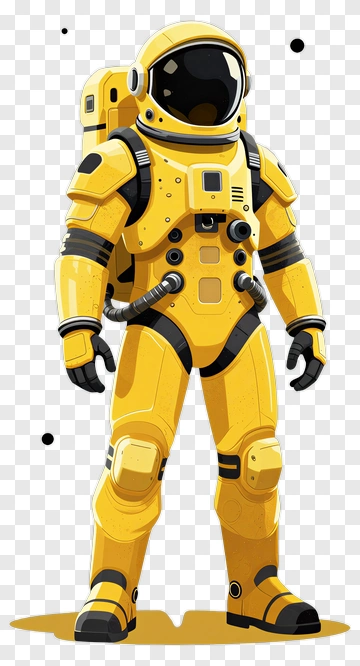 3D Yellow Astronaut In Space Suit PNG