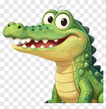 Cartoon Alligator With A Happy Expression PNG
