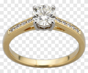 Gold Engagement Ring With Diamond PNG