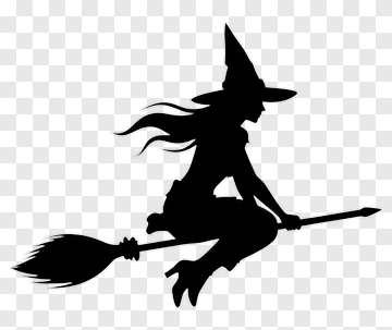 Silhouette Witch Flying On A Broomstick PNG