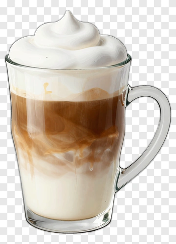 Coffee Latte With Whipped Cream PNG