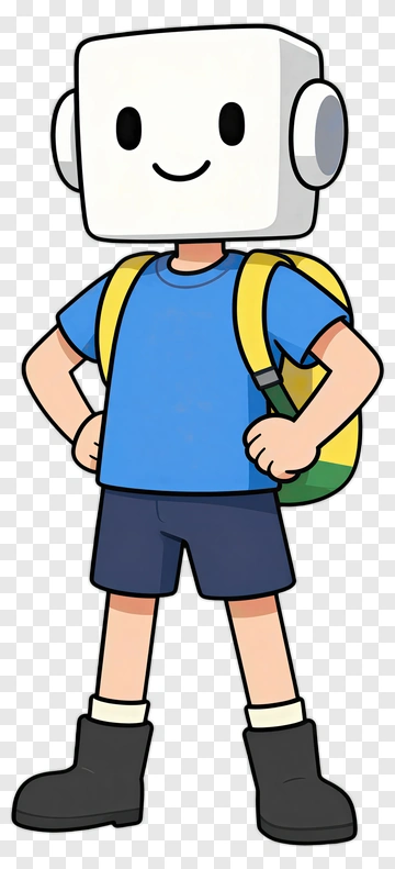 Cartoon Character With Backpack PNG