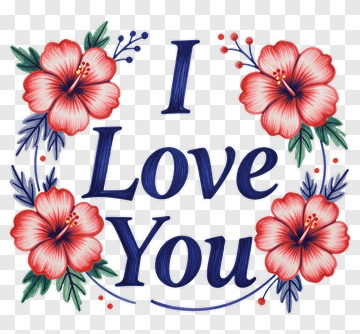 I Love You Floral Design PNG