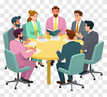 Business Team In A Meeting Around A Table PNG