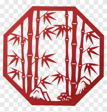 Red Bamboo Paper Cut Design PNG