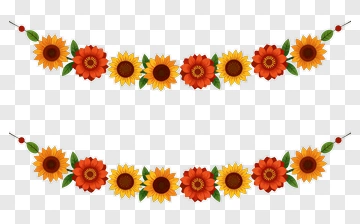 Colorful Floral Garland With Sunflowers And Roses PNG