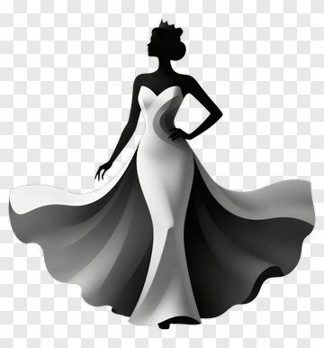 Elegant Woman In A Black And White Dress PNG