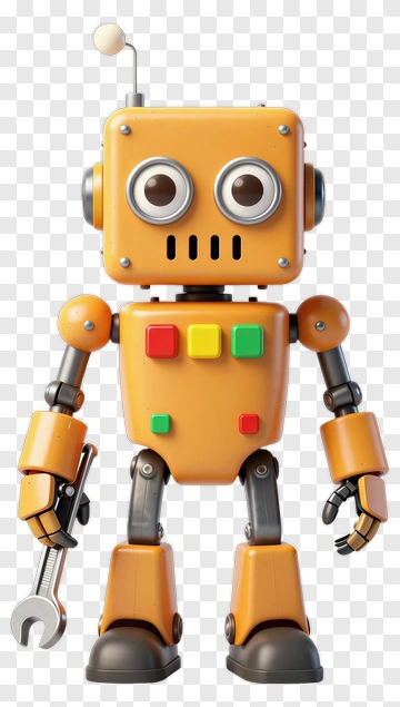 3D Robot Holding A Wrench PNG