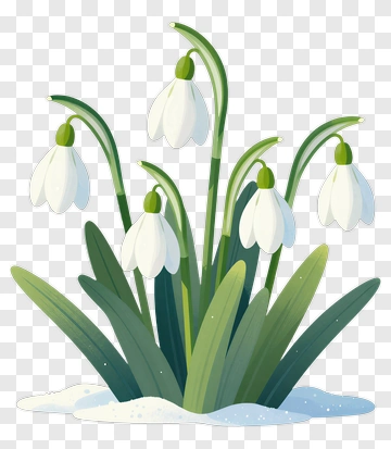Snowdrop Flowers In Snow PNG