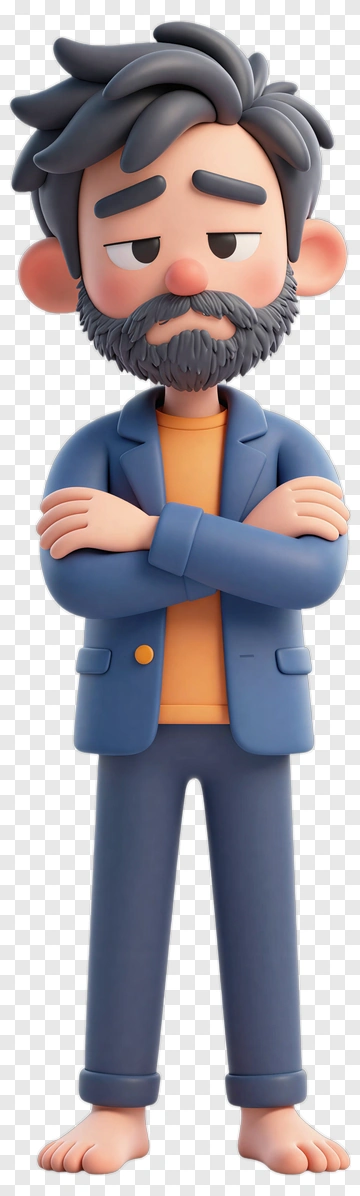3D Man Standing With Arms Crossed PNG