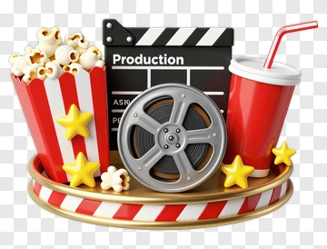 Movie Production Snack Tray With Popcorn And Drink PNG