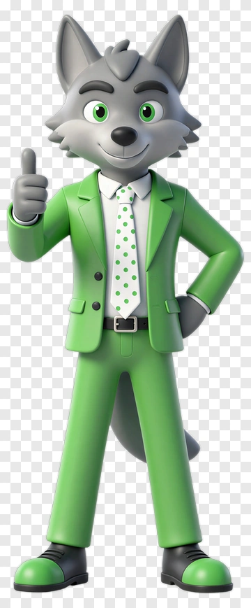 Cartoon Wolf In Green Suit Giving A Thumbs Up PNG