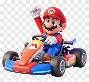 Mario Driving A Go-Kart PNG