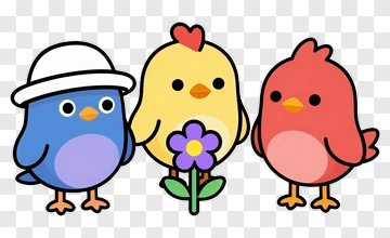 Cartoon Birds Holding A Flower PNG