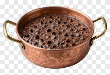 Copper Pot Filled With Chocolate Batter PNG