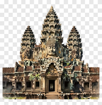 Ancient Stone Temple With Buddha Statues PNG