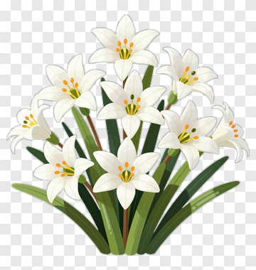 Flower Bouquet With White Lilies PNG