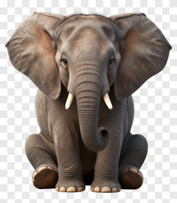 Realistic Elephant Sitting PNG