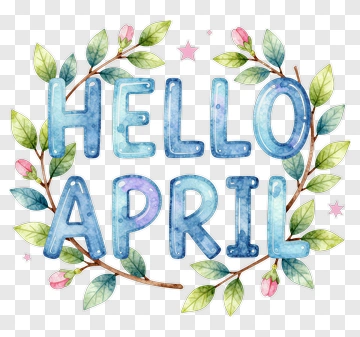 Hello April With Floral Wreath PNG