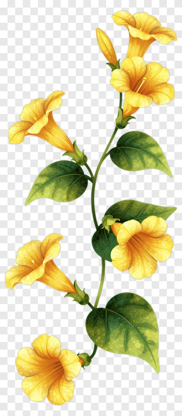 Colorful Yellow Flower Vine PNG
