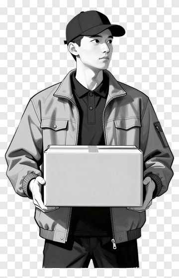 Delivery Person Holding A Package PNG