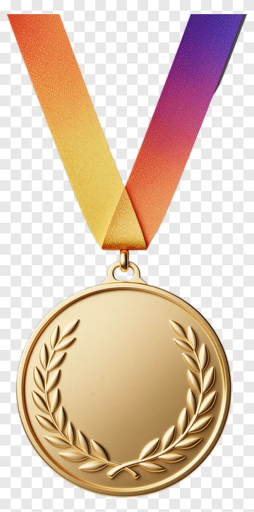 Gold Medal With Colorful Ribbon PNG