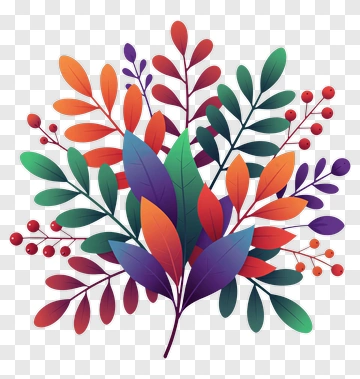 Colorful Leaf Arrangement PNG