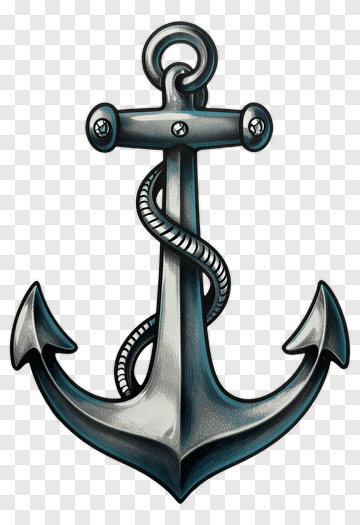 Stylized Anchor With Rope PNG