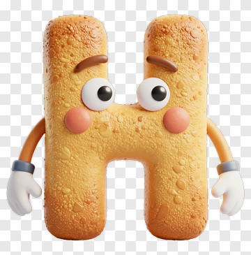 3D Cartoon Letter H Character PNG