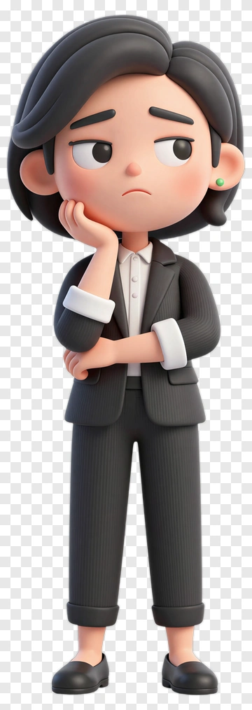 Cartoon Businessman Looking Thoughtful PNG