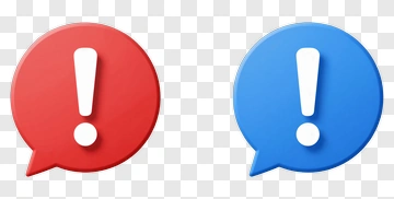 Red And Blue Speech Bubbles With Exclamation Marks PNG