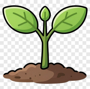 Cartoon Green Plant Growing In Soil PNG