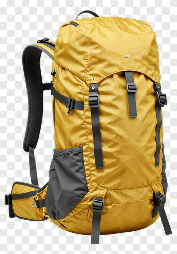 Yellow Backpack With Gray Accents PNG