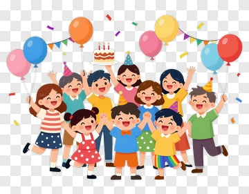 Happy Children Celebrating A Birthday Party PNG