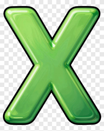 Green 3D Letter X PNG