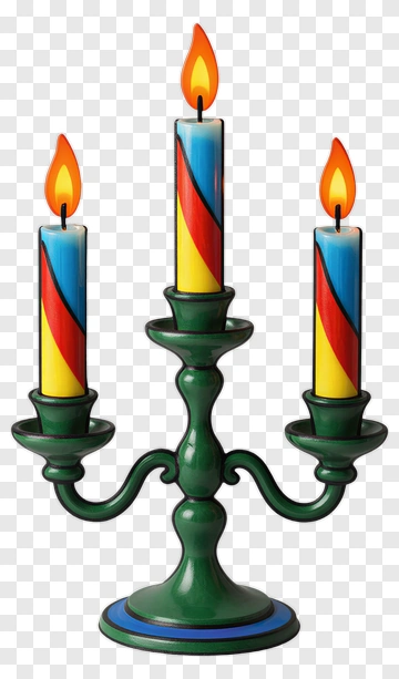 Colorful Candle Holder With Three Candles PNG
