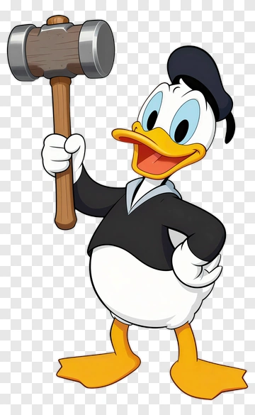 Cartoon Duck Holding A Hammer PNG