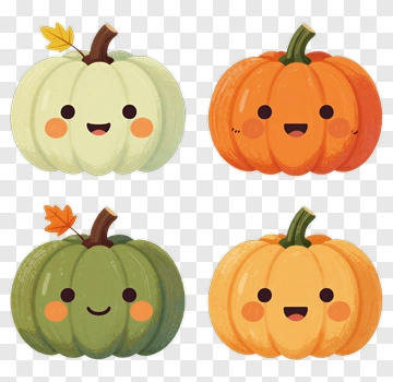 Cartoon Pumpkins With Smiling Faces PNG