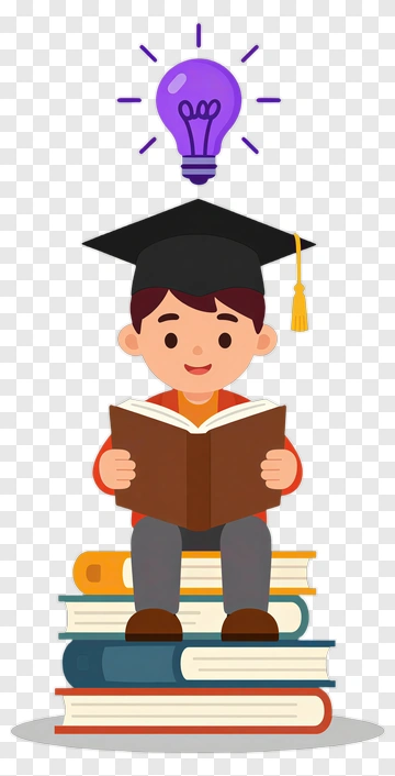 Student Reading A Book With A Graduation Cap PNG